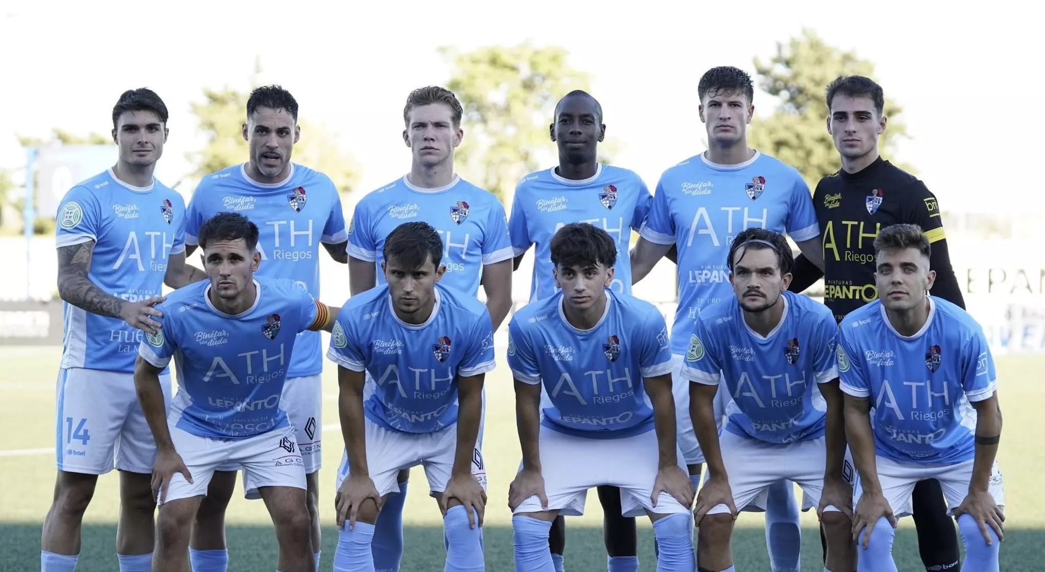 Once del Binéfar en un partido de pretemporada.