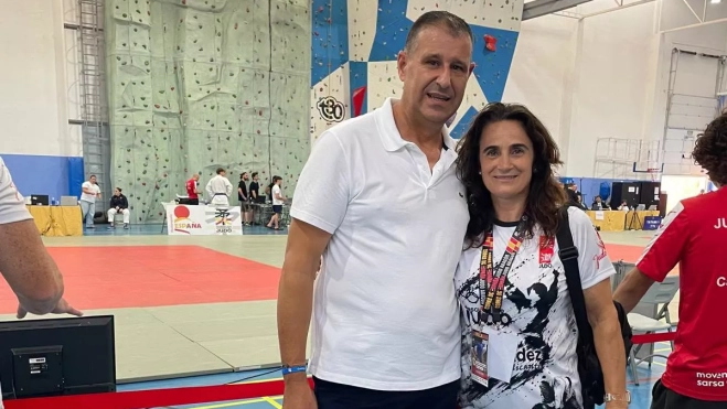 Isabel Fernández, campeona olímpica en Sidney y vicepresidenta del COE con Sergio Serra Isabel Fernández, campeona olímpica en Sidney y vicepresidenta del COE con Sergio Serra