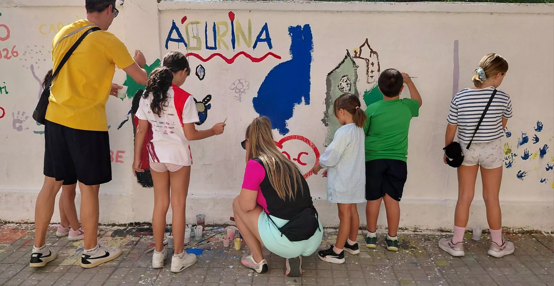 Mural infantil en las fiestas de Ayerbe. 