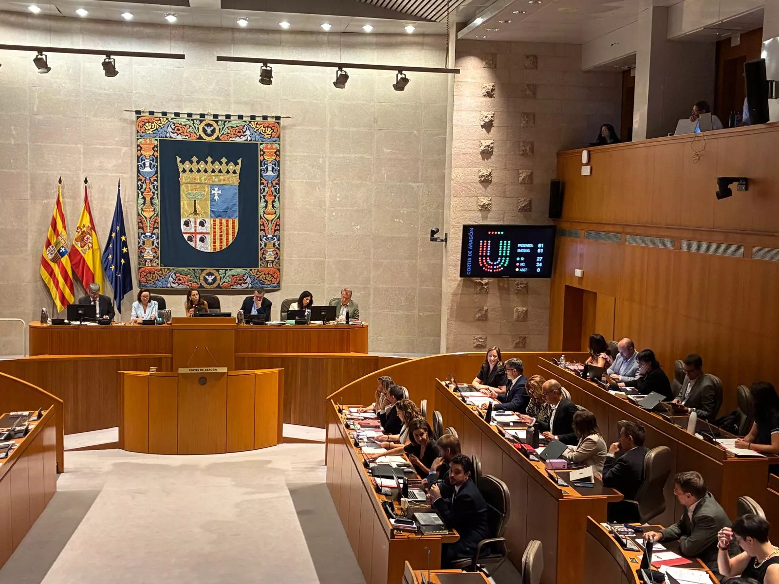 Pleno de las Cortes de Aragón donde se debatió sobre la normativa de biogás y biometano