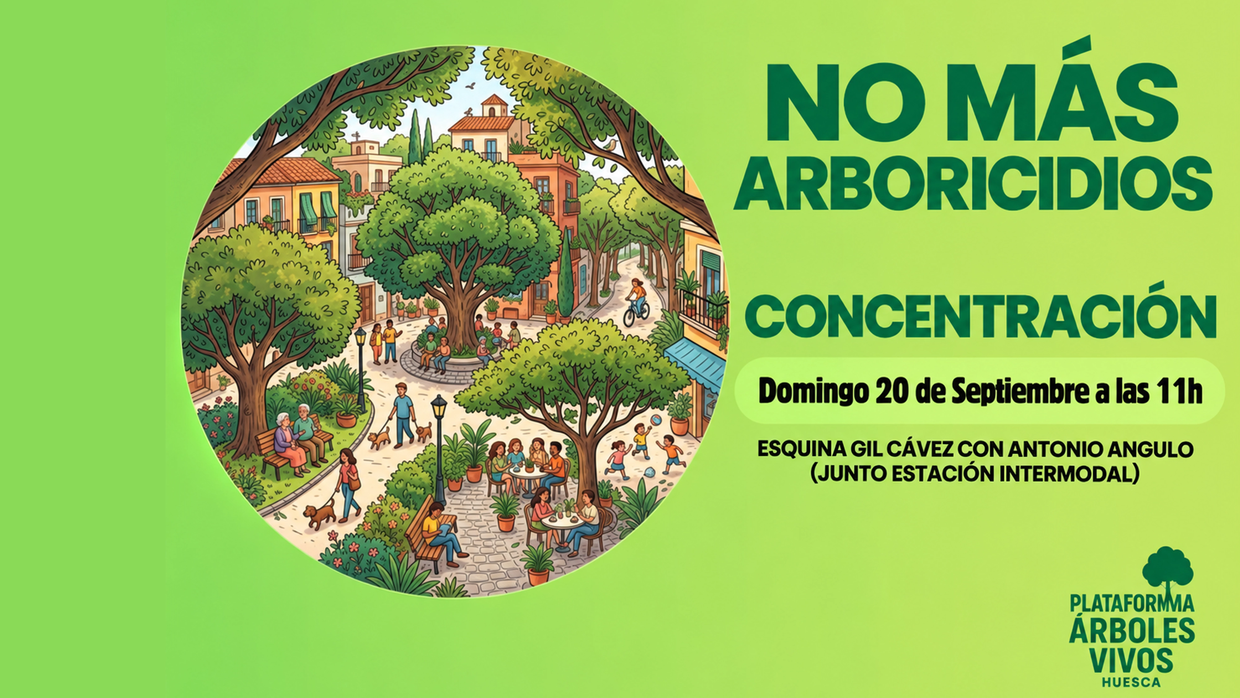 La Plataforma Árboles Vivos Huesca convoca una concentración en Huesca
