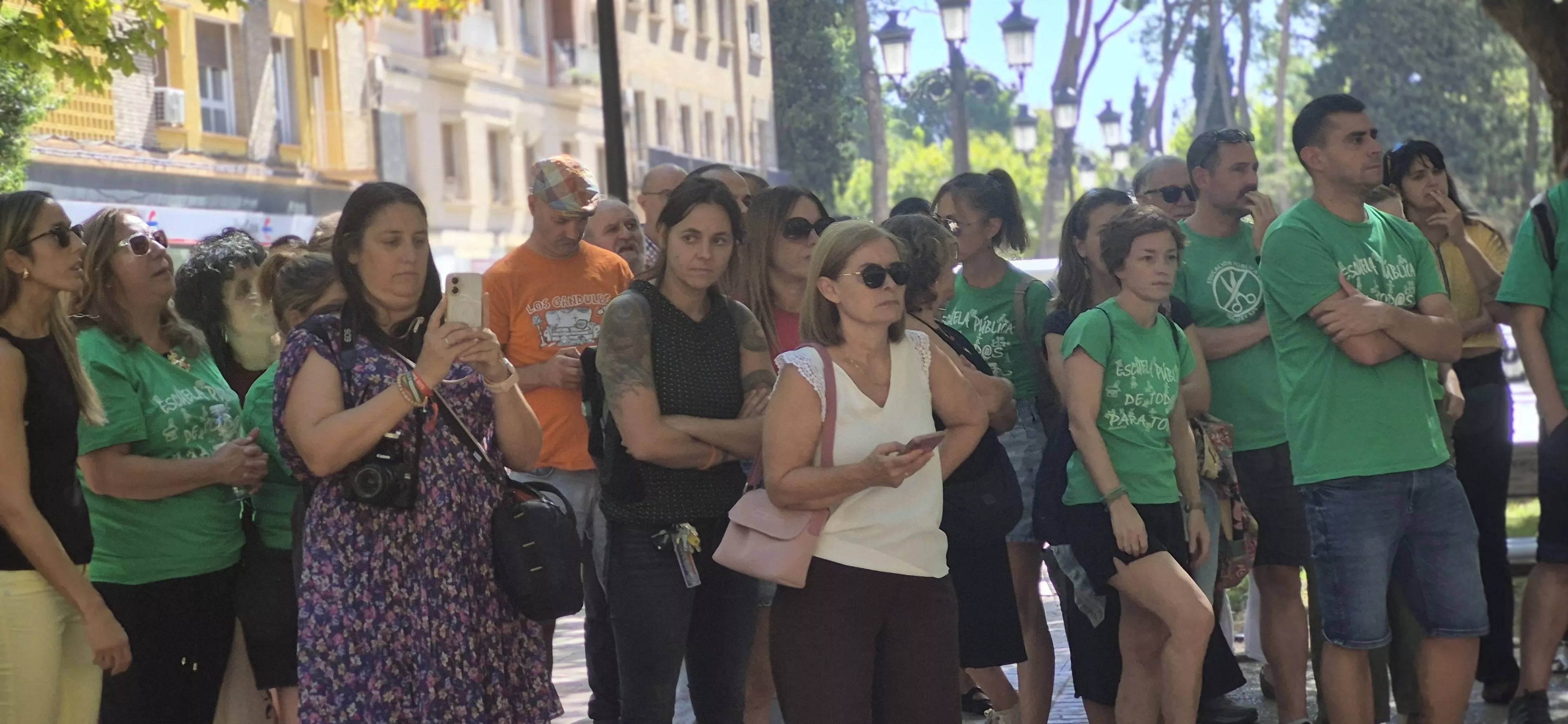 Concentración de sindicatos contra el modelo de la Inspección de Educación. Foto Myriam Martínez