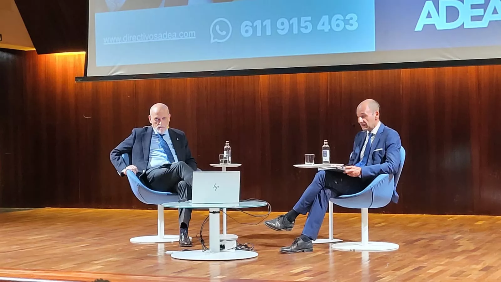 Javier Tebas y Fernando Rodrigo en la conferencia de ADEA