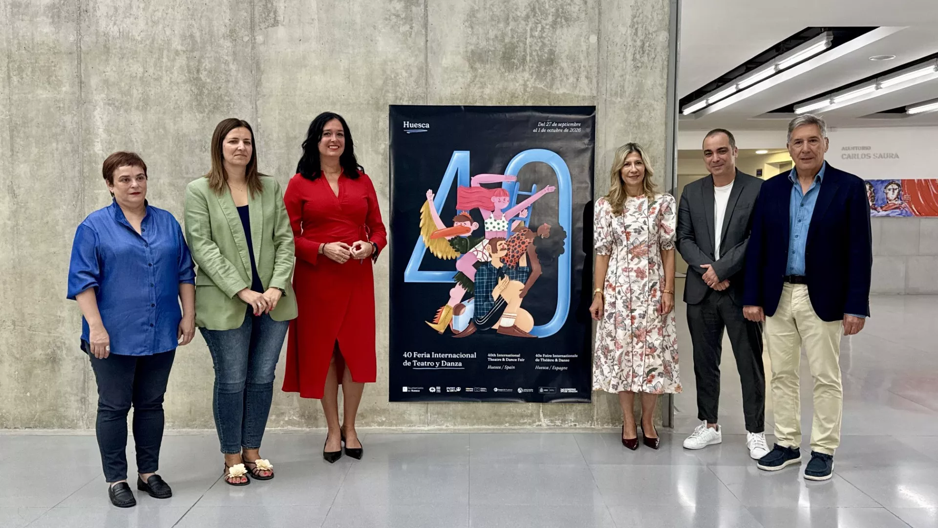 Pilar Barrio, Mónica Soler, Lorena Orduna, Mar Vaquero, Carlos Sampériz y Ricardo Oliván presentando la Feria de Teatro y Danza.