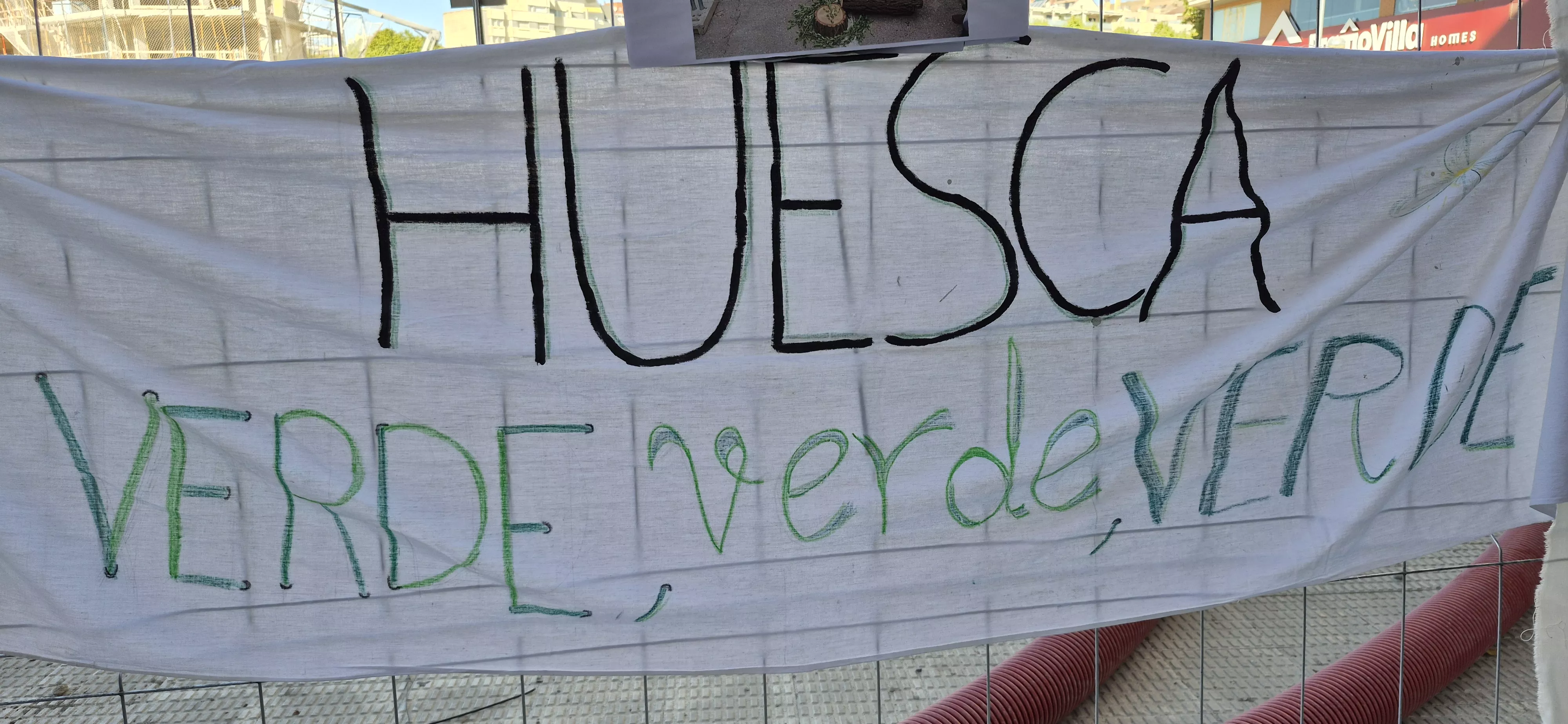 Concentración contra los "arboricidios" en Huesca. Foto Myriam Martínez
