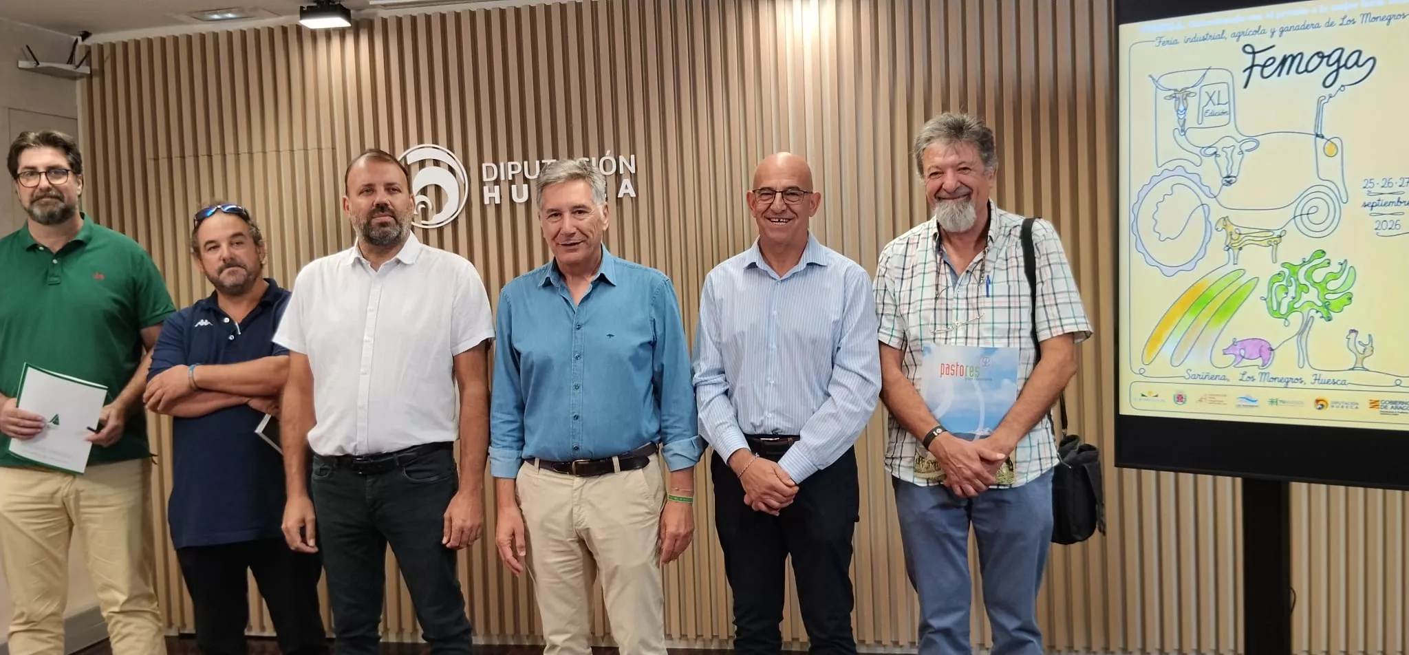 Gerardo Torralba, Óscar Moret, Pedro Loscertales, Ricardo Oliván, Francisco Villellas y Enrique Fantova en la presentación de Femoga