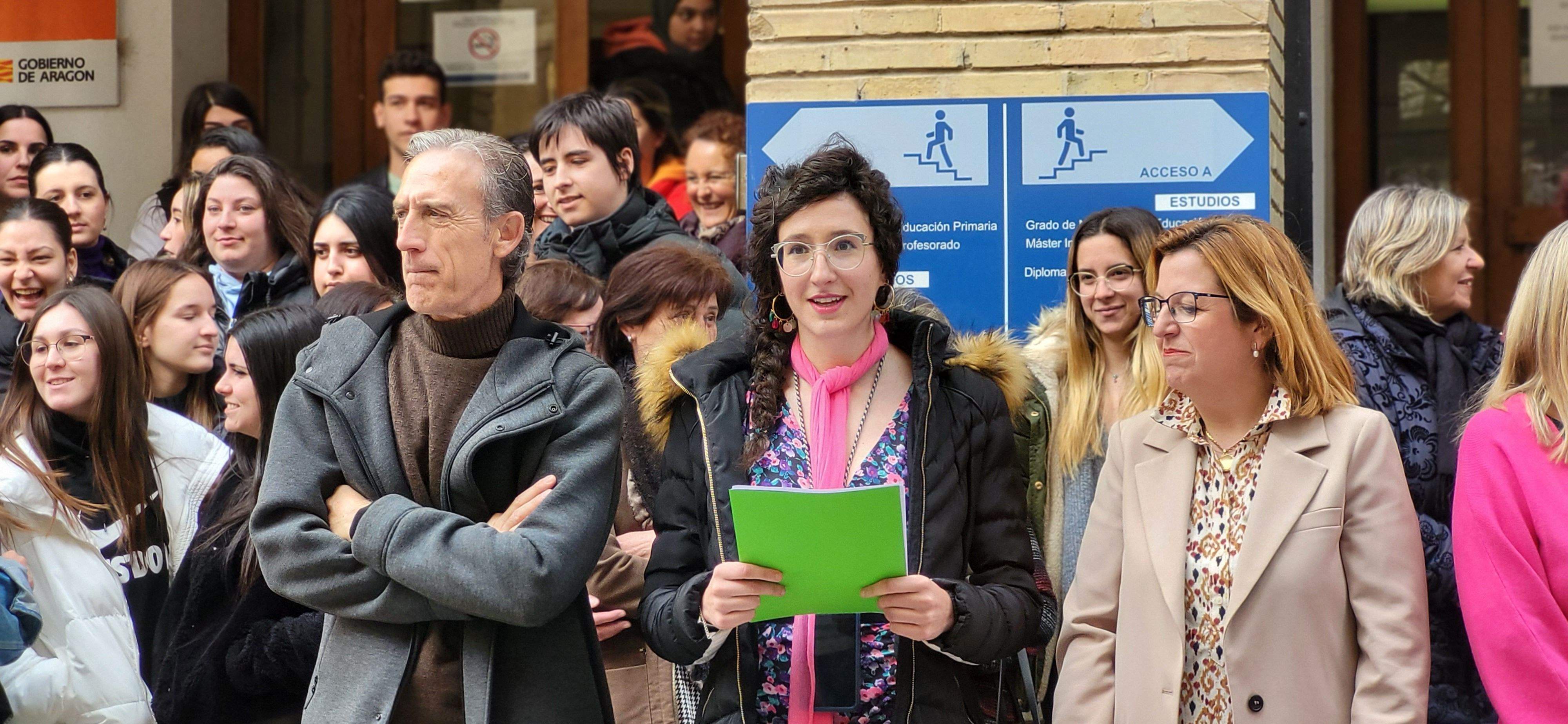 El 8M en el Campus de Huesca de la Universidad de Zaragoza. Foto Myriam Martínez