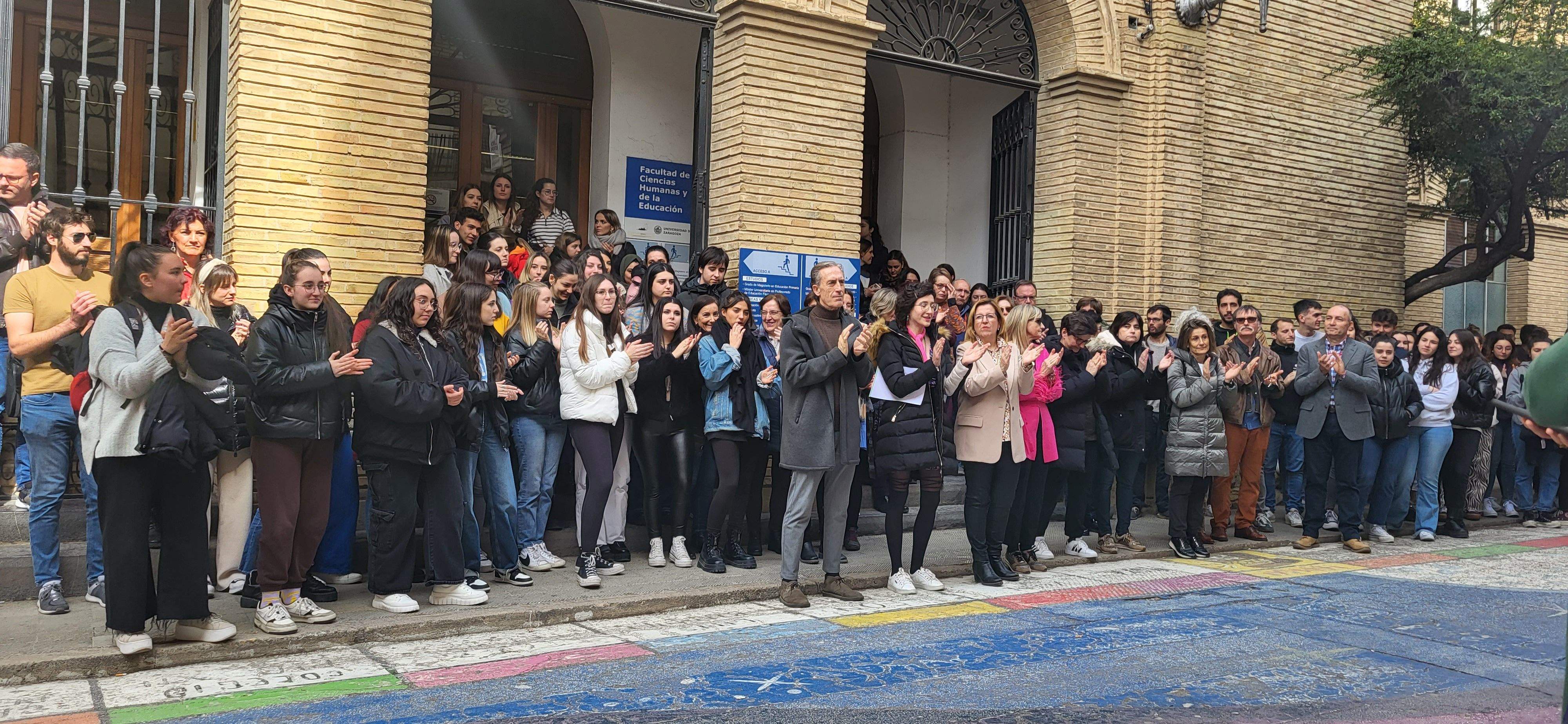 El 8M en el Campus de Huesca de la Universidad de Zaragoza. Foto Myriam Martínez