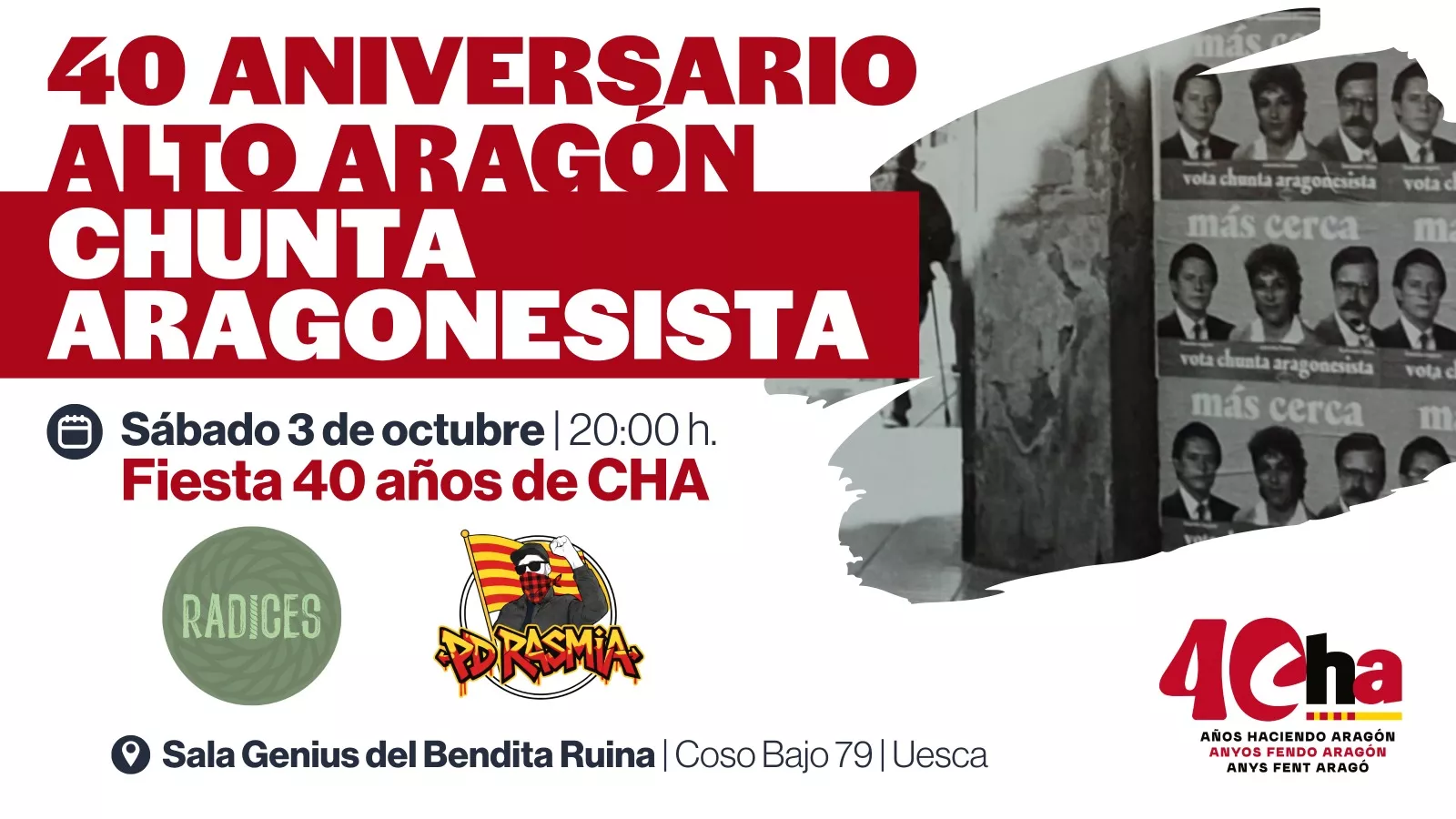 CHA celebra en Huesca sus 40 años con una fiesta abierta al público