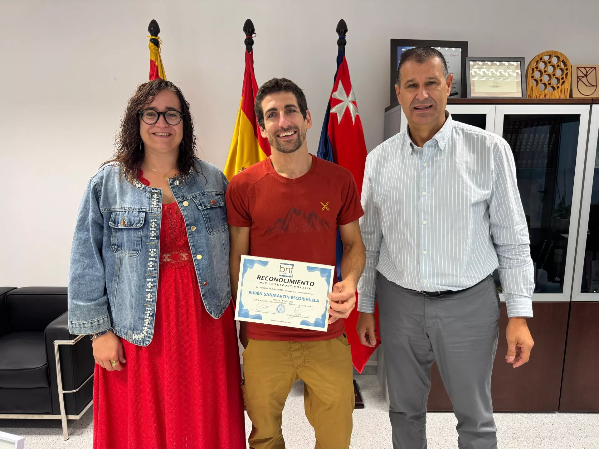 Rubén Sanmartín, en la recepción que le ha ofrecido el Ayuntamiento de Binéfar