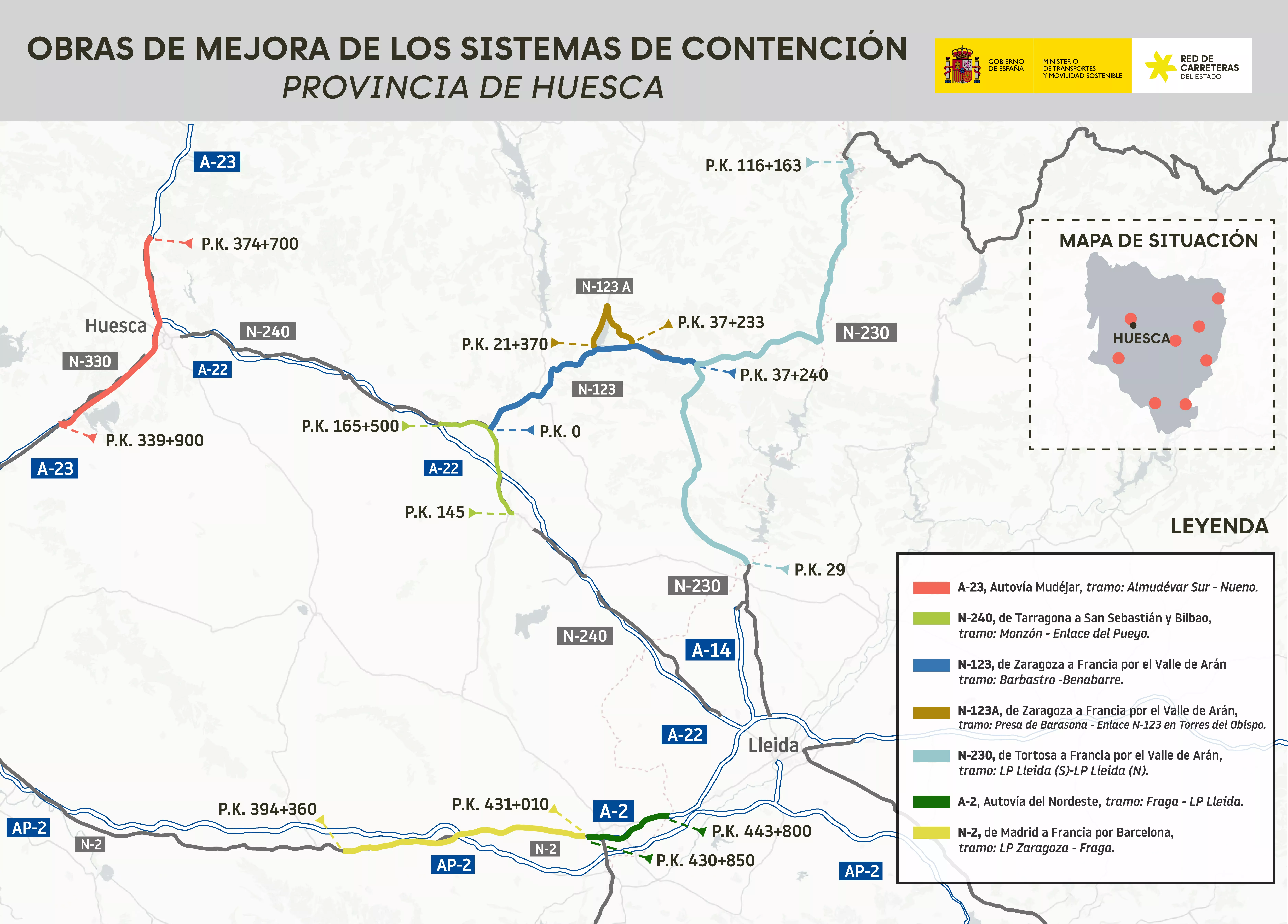 Sistemas de contención de las carreteras de Huesca