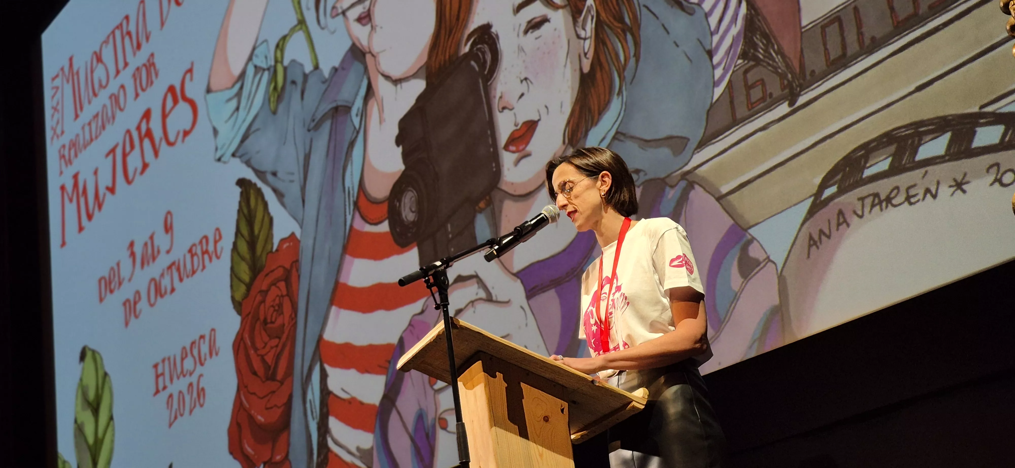 Ana Rosa Maza, clausurando la 26ª Muestra de Cine Realizado por Mujeres. Foto Myriam Martínez