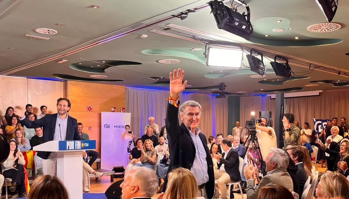 Alberto Núñez Feijóo en Huesca. Foto Mercedes Manterola