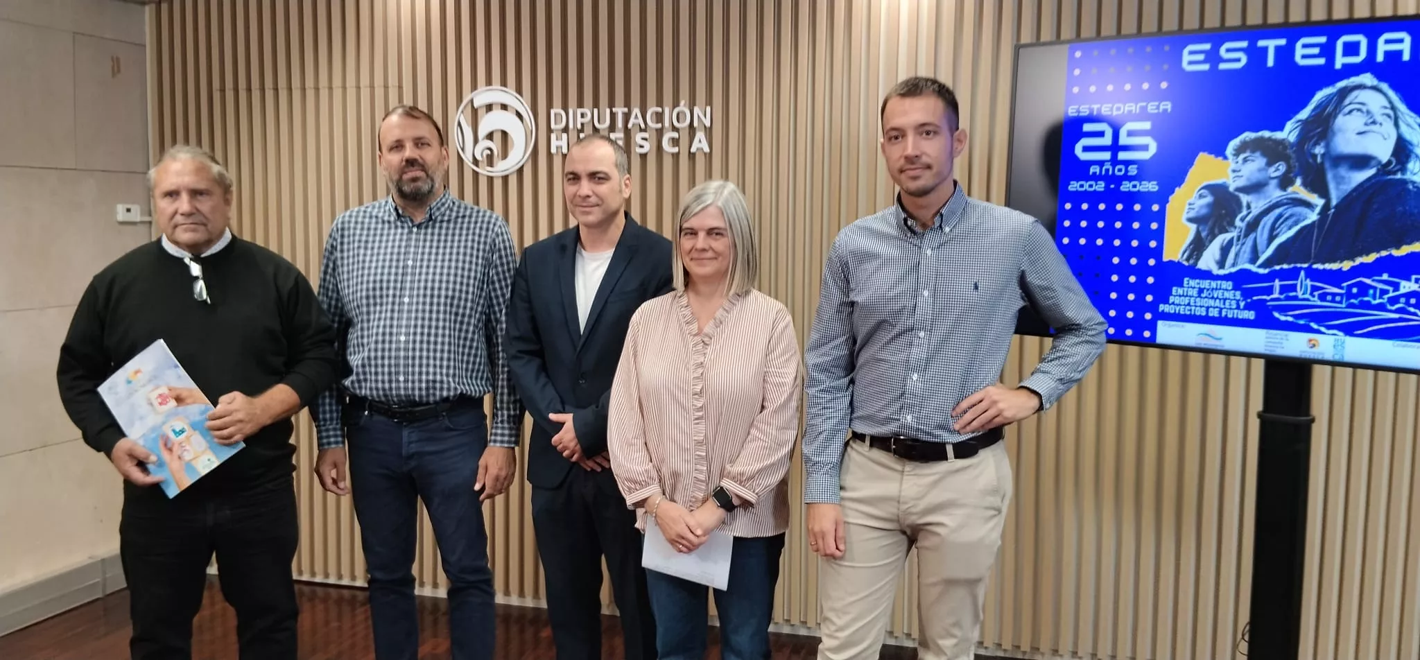 José Manuel Penella, Pedro Loscertales, Carlos Sampériz, Montse Ordovás y Jorge Albás en la presentación de Esteparea en sus 25 años