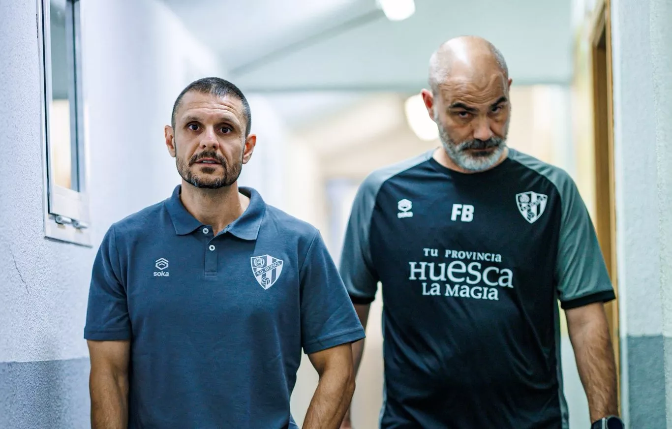 Albert Rudé y Francisco Blasco, entrenador y segundo del Huesca
