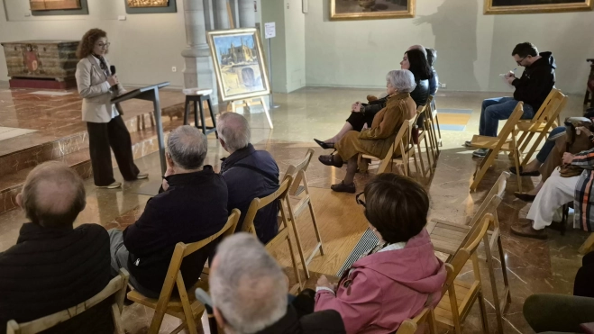La familia de José María Lanzarote dona un cuadro del artista a la Catedral de Huesca. Foto Myriam Martínez La familia de José María Lanzarote dona un cuadro del artista a la Catedral de Huesca. Foto Myriam Martínez
