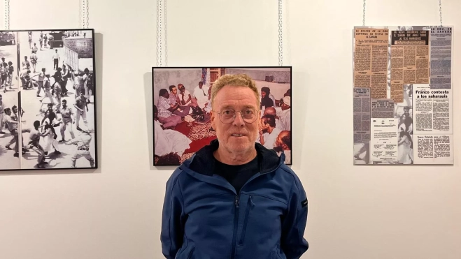 Ángel Oria en la exposición de Alouda Cantabria en Huesca. Foto Mercedes Manterola Ángel Oria en la exposición de Alouda Cantabria en Huesca. Foto Mercedes Manterola