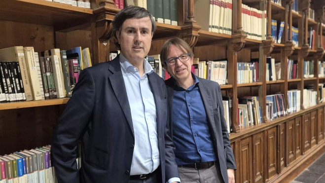 Sergio Rodríguez López-Ros y Javier Olivera en la Fundación Ibercaja. Foto Myriam Martínez Sergio Rodríguez López-Ros y Javier Olivera en la Fundación Ibercaja. Foto Myriam Martínez