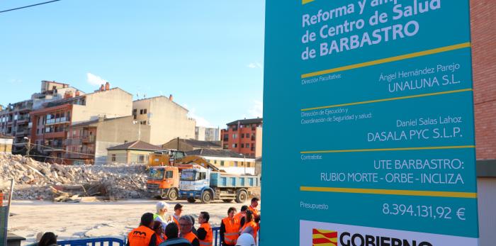 Obras del nuevo centro de salud de Barbastro. Foto DGA