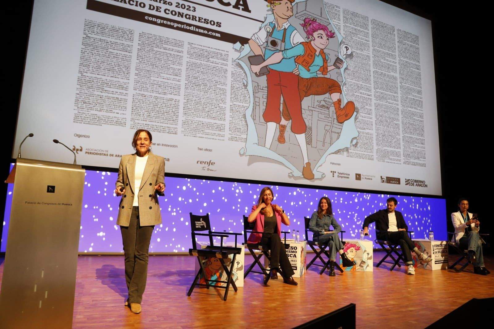 Un momento de la mesa redonda con Sonia Got, Guacimara Castrillo, Mar Manrique, Femintxo Elizari y Paula Muñoz. Foto: @congresodigital