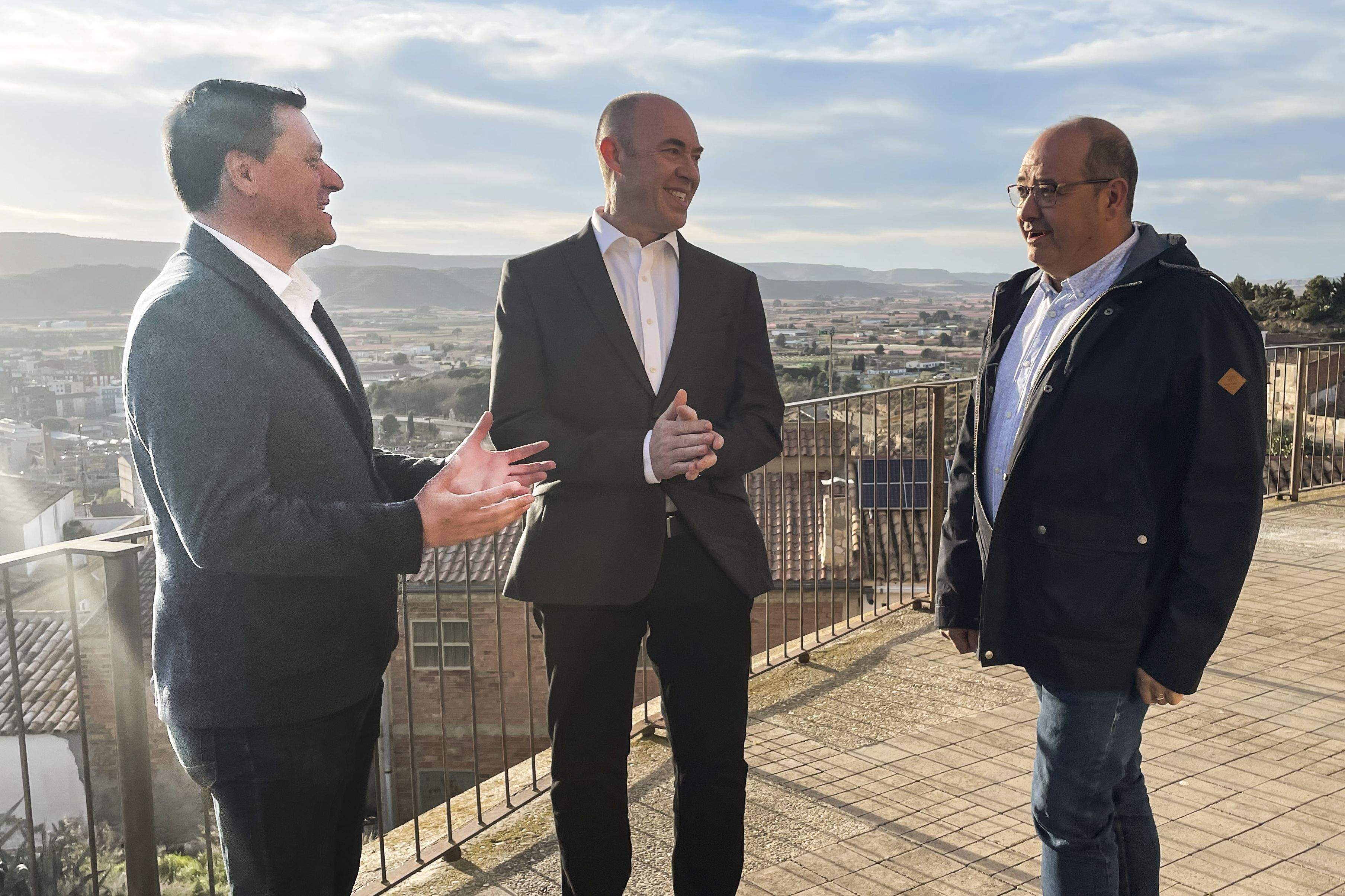 Fernando Sabés Ramón Salamó y Ángel Sorolla, en Fraga