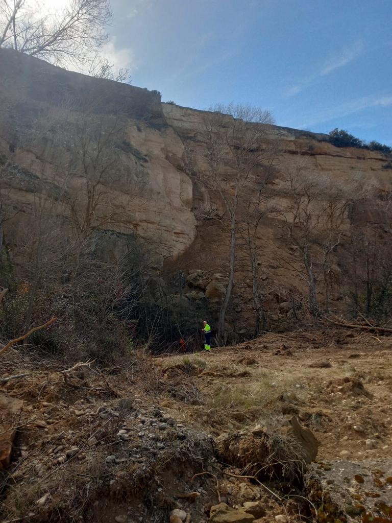 Desprendimiento en el azud de los Puentes del Rey de Sariñena