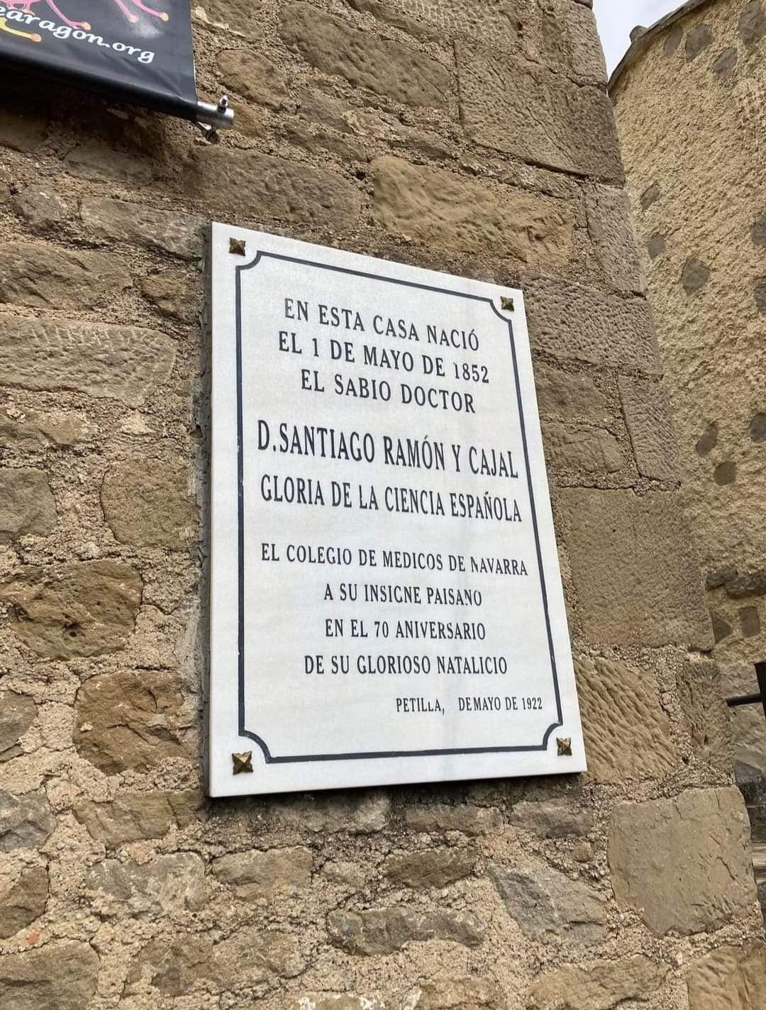 Ayerbe, en el nombramiento de Santiago Ramón y Cajal como Hijo Predilecto de Petilla de Aragón 