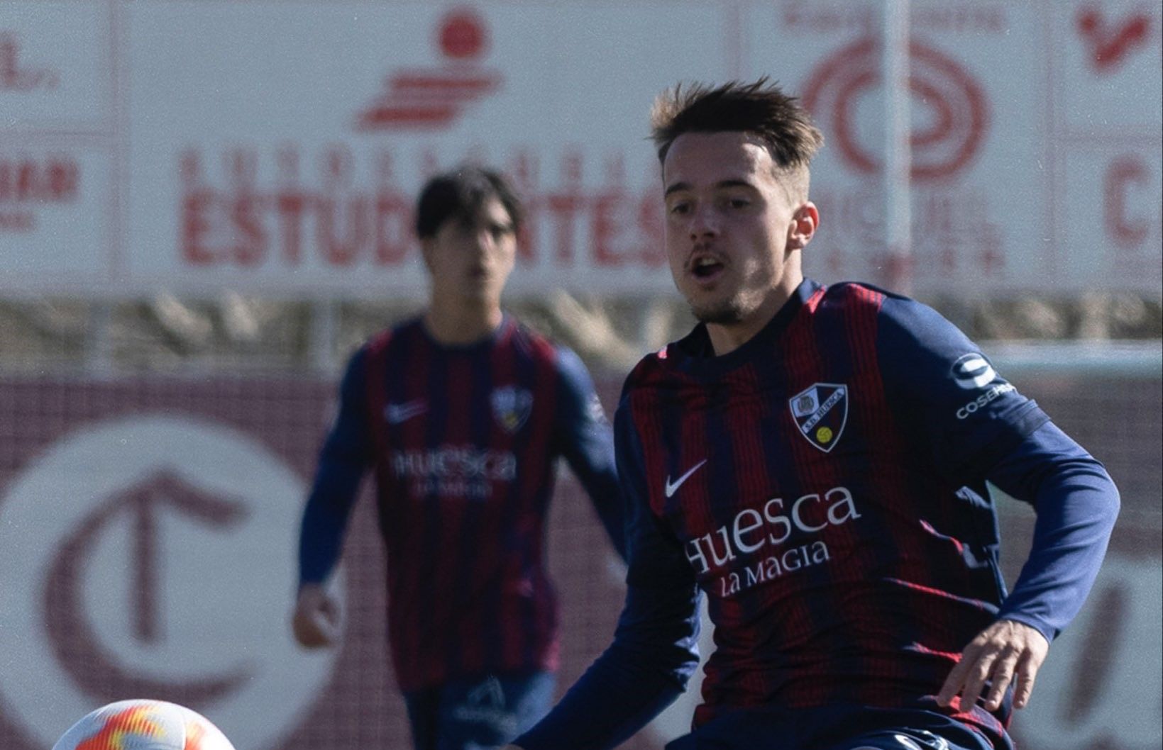 Gus Abizanda, jugador del Huesca B, en un partido de esta temporada. Foto: Huesca B