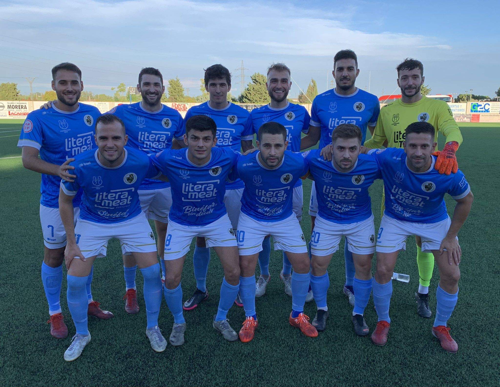 Once del Binéfar ante el Barbastro. Foto: CD Binéfar