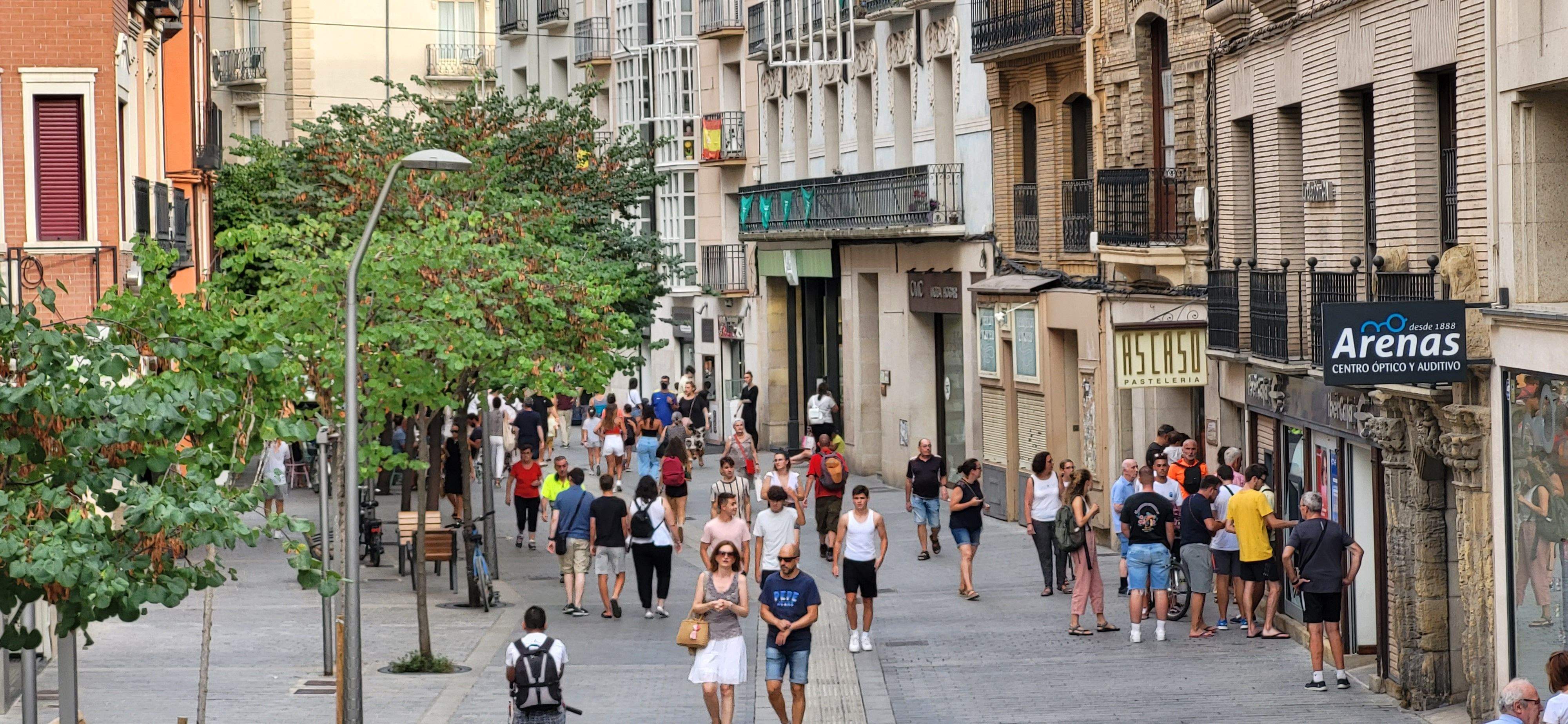 El Coso Alto, una de las calles comerciales de Huesca.