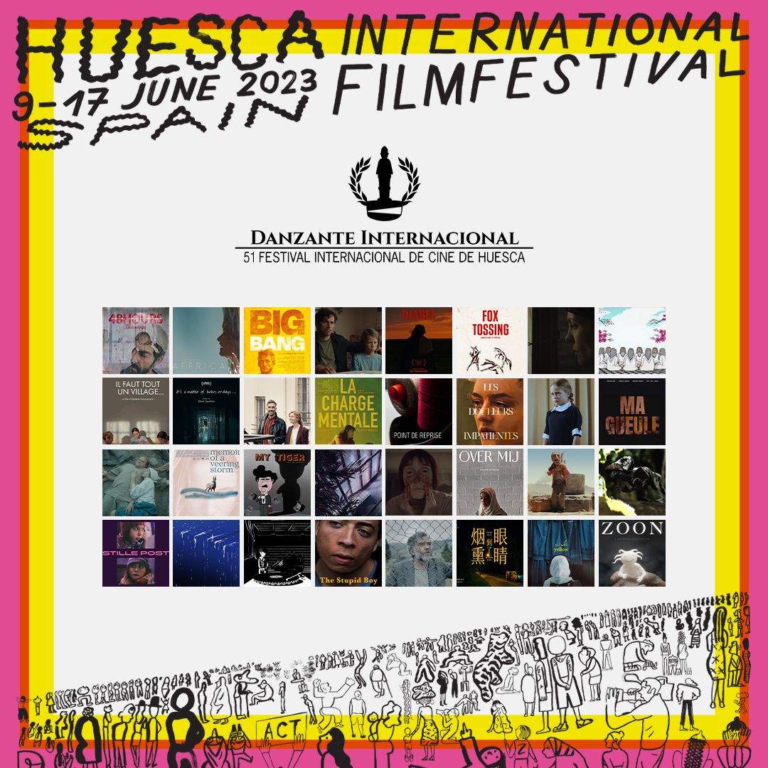 Carteles de los cortos del concurso internacional.