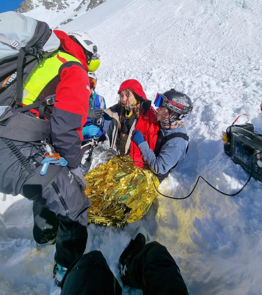 Nuria Castán, en el momento del rescate.