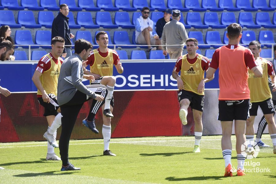 Calentamiento del Burgos. Foto LaLiga