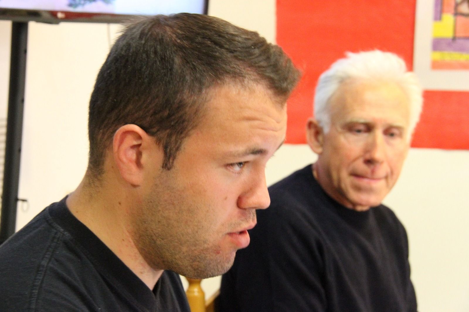 Carlos A. Migliaccio y Miguel Cored, en la charla sobre "La Republicana". Foto Carlos Neofato 