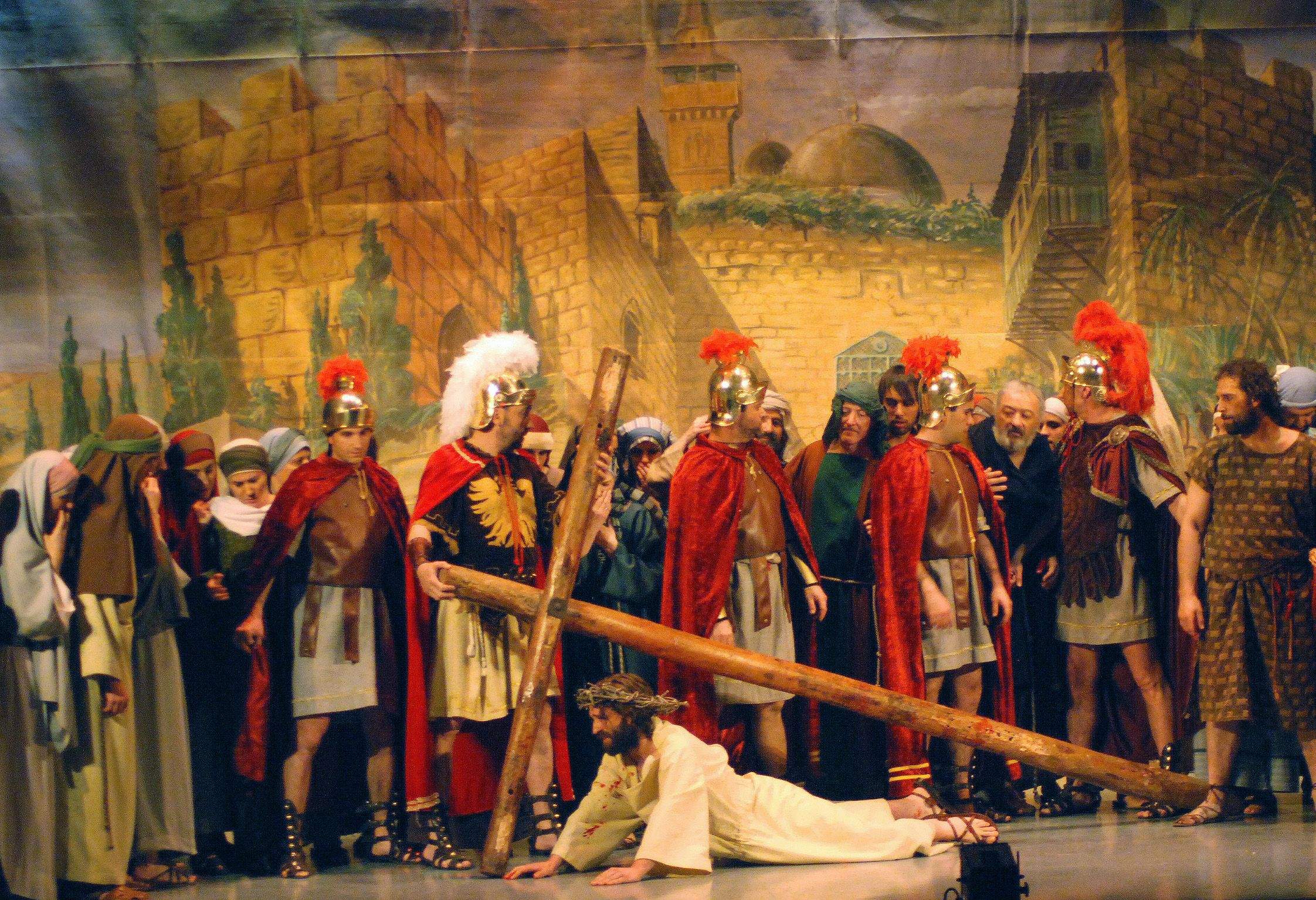 Interpretación de La Pasión en Salesianos. Foto Carlos Jalle