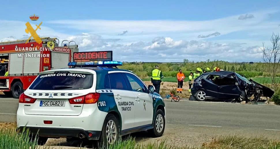 Imagen del accidente mortal en el término de Ballobar.