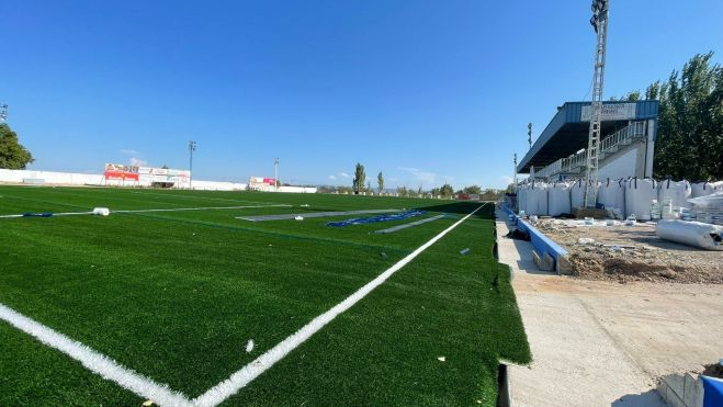 Aspecto del campo artificial hace unos días. Foto: Ayuntamiento de Sariñena Aspecto del campo artificial hace unos días. Foto: Ayuntamiento de Sariñena