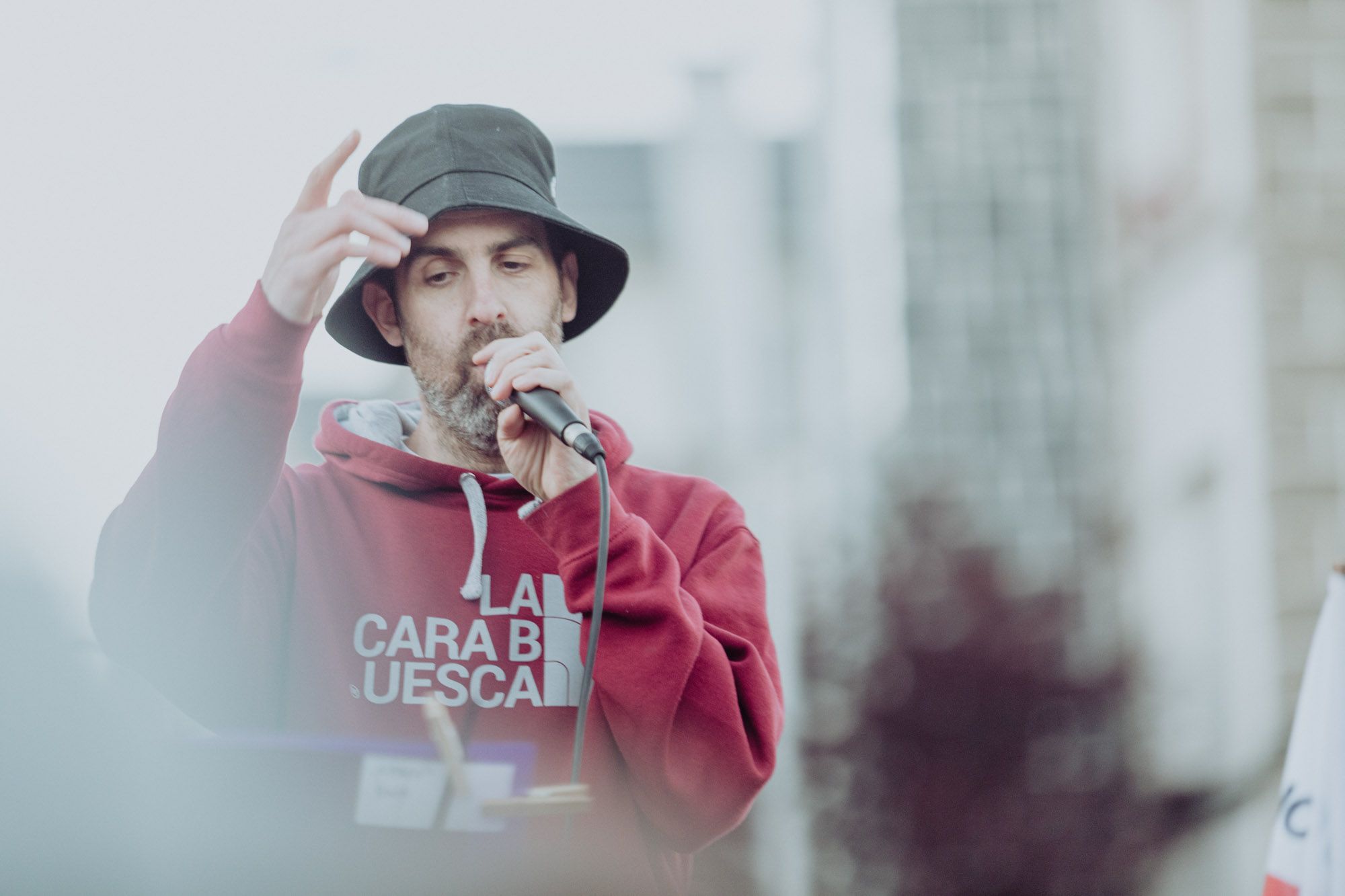 Manifestación celebrada en Jaca en contra de la unión de estaciones por Canal Roya. Foto: Ojos Pirenaicos