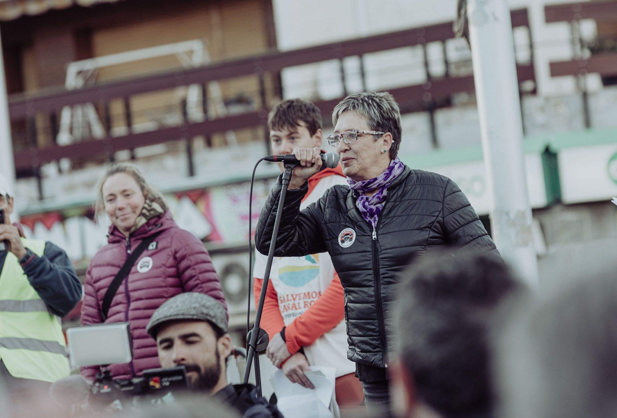 Manifestación celebrada en Jaca en contra de la unión de estaciones por Canal Roya. Foto: Ojos Pirenaicos