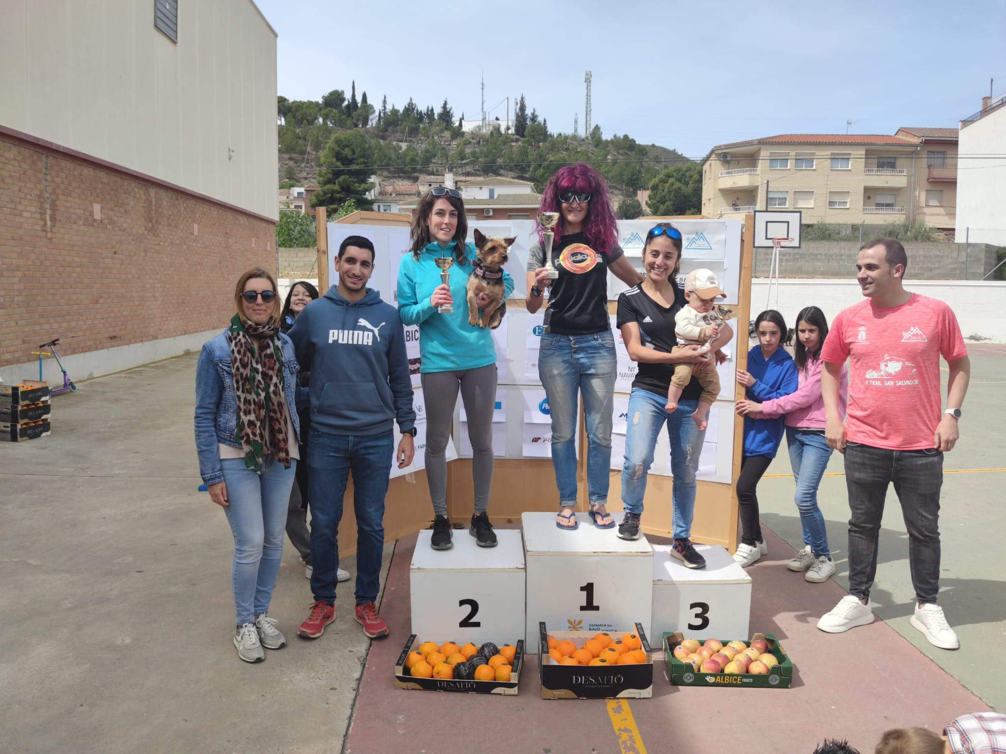Podio de la prueba corta en Torrente de Cinca.