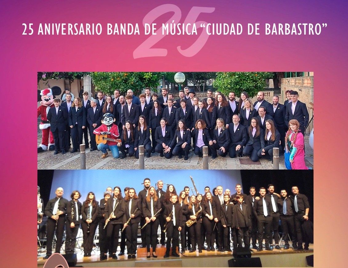 Cartel de la actividad por 25 aniversario de la Banda de Música Ciudad de Barbastro.
