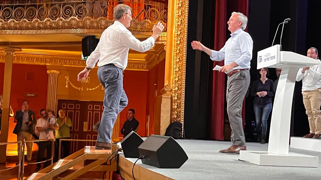 Acto electoral del PP en Huesca, con la presencia de Alberto Núñez Feijóo. Foto: Mercedes Manterola