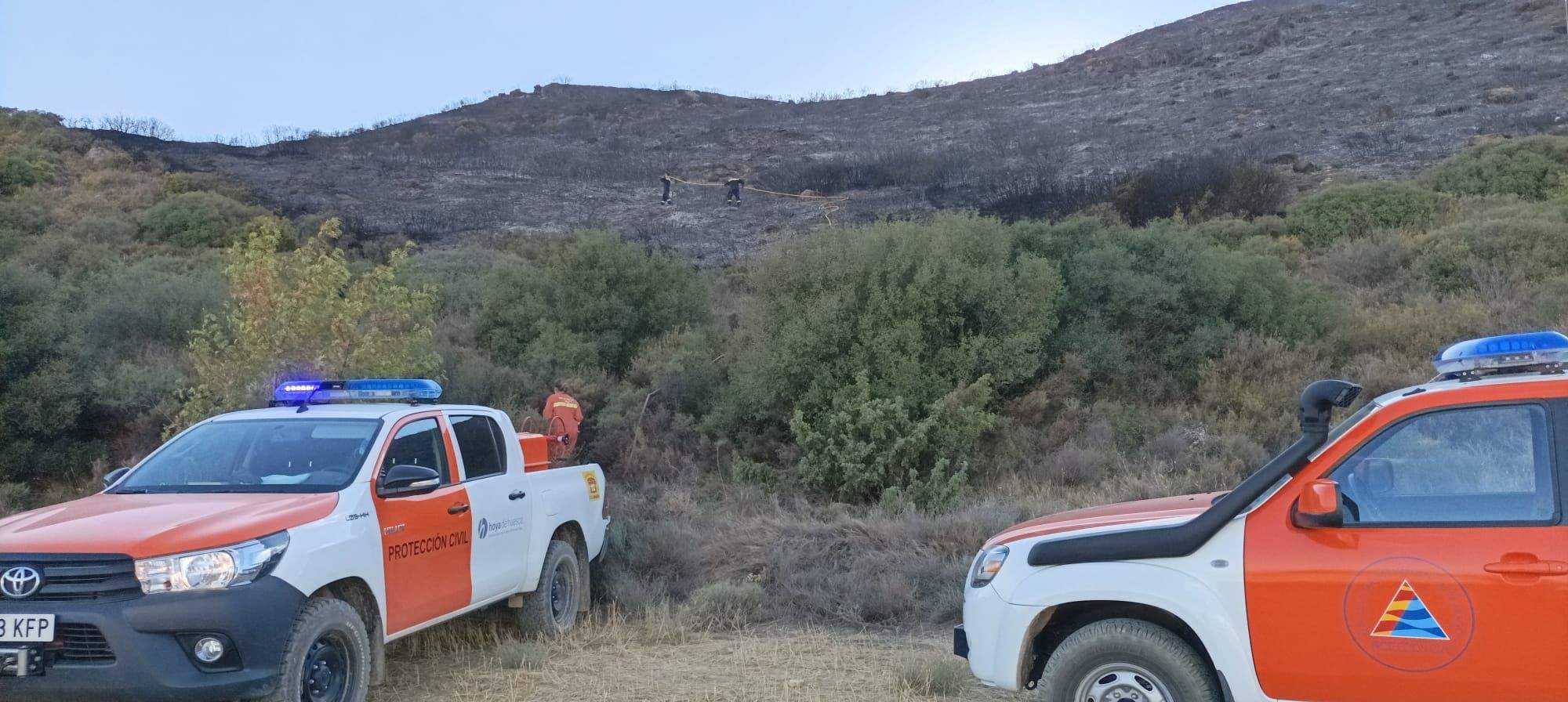 Una intervención de Protección Civil de La Hoya de Huesca.