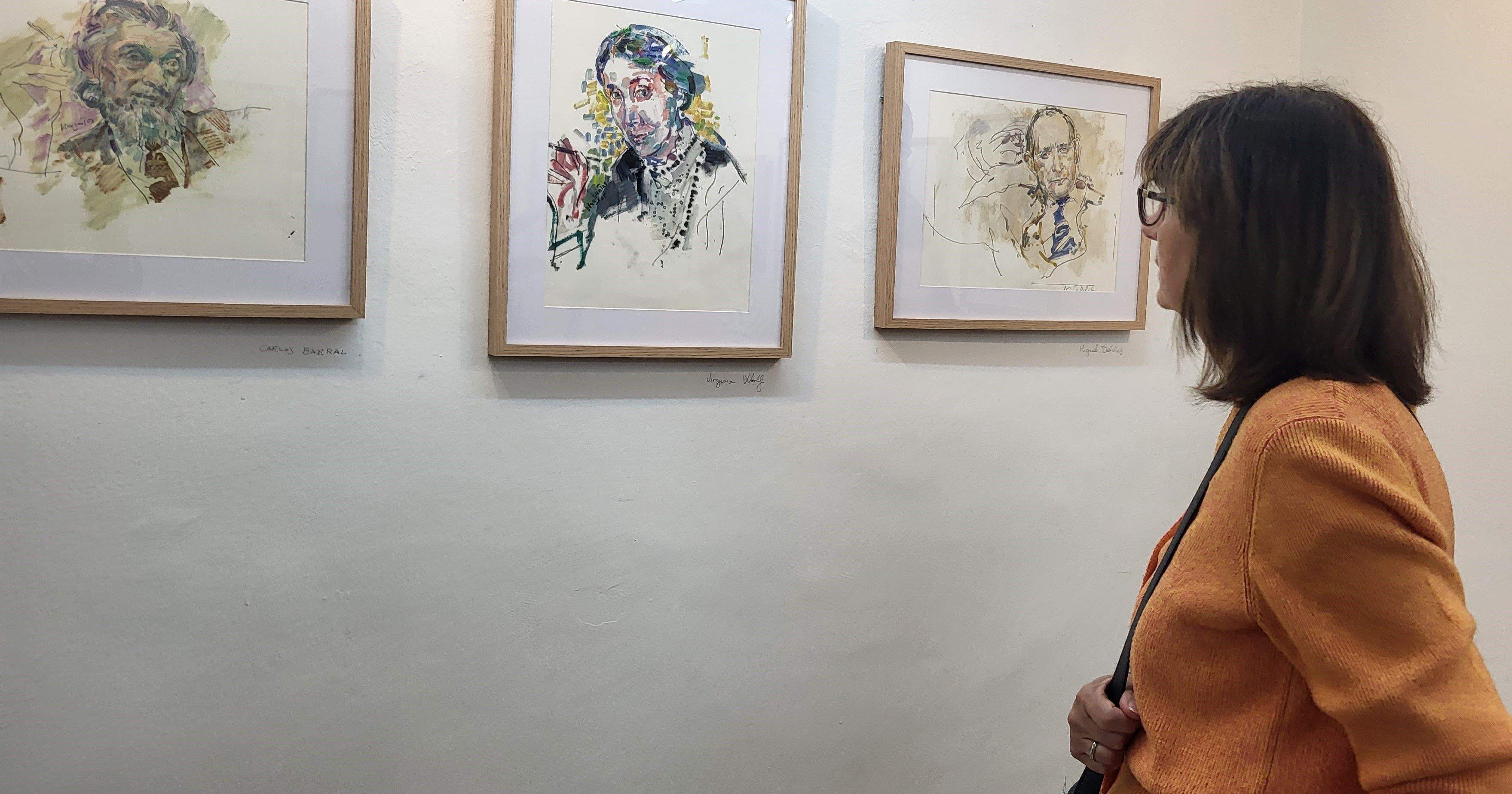 Inauguración de la exposición de Grau Santos en la librería Anónima de Huesca. Foto Myriam Martínez