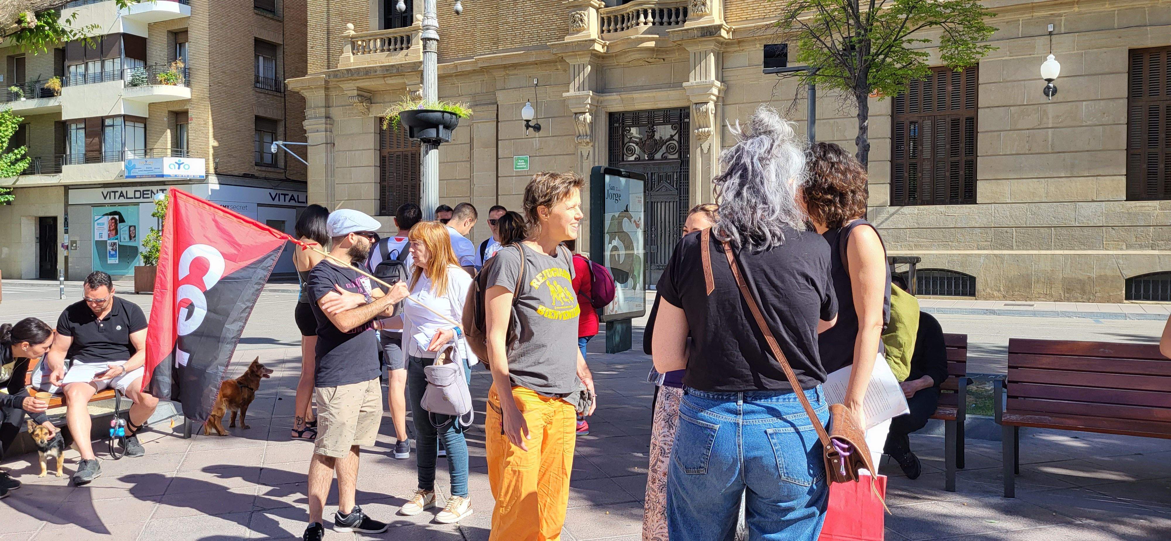 Concentración de CNT y CGT en el Primero de Mayo en Huesca. Foto: Mercedes Manterola