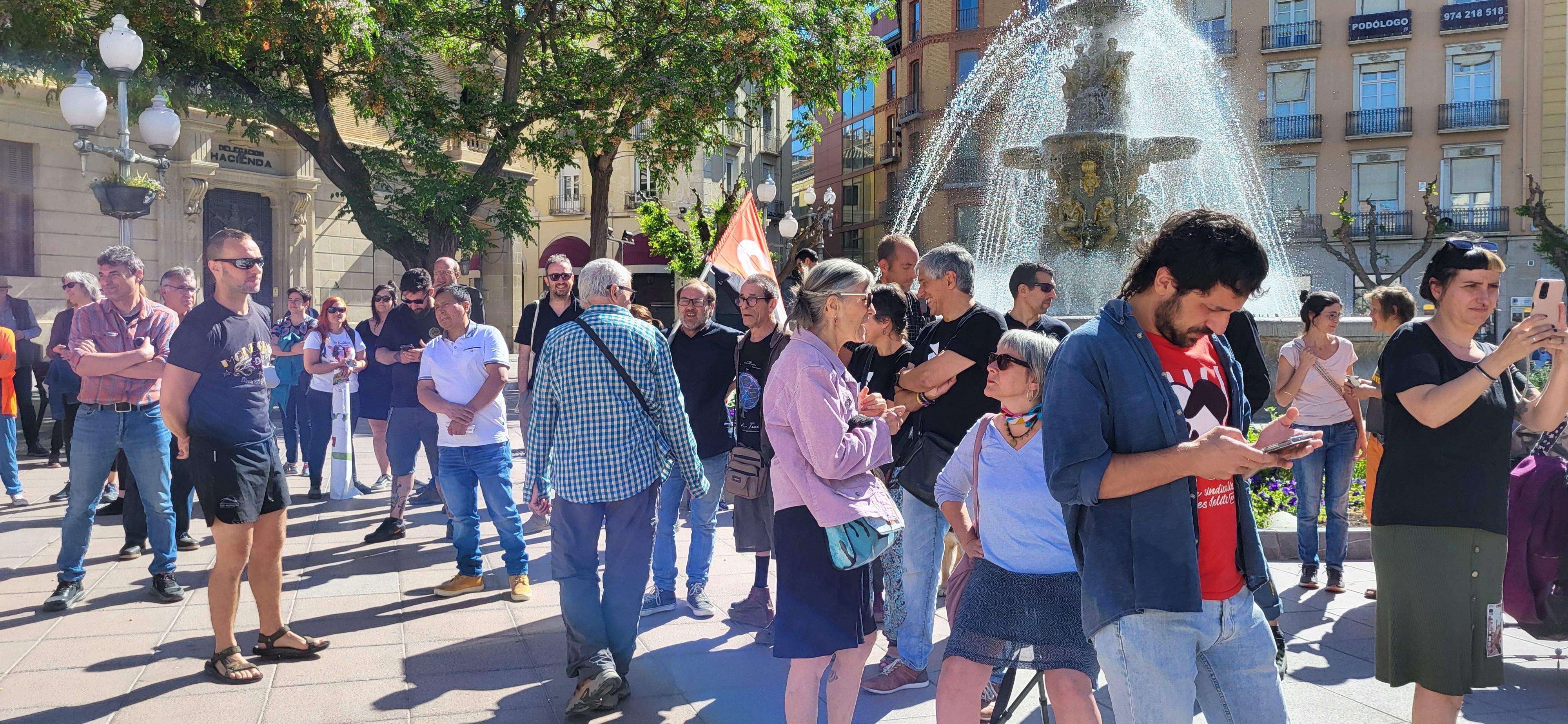 Concentración de CNT y CGT en el Primero de Mayo en Huesca. Foto: Mercedes Manterola