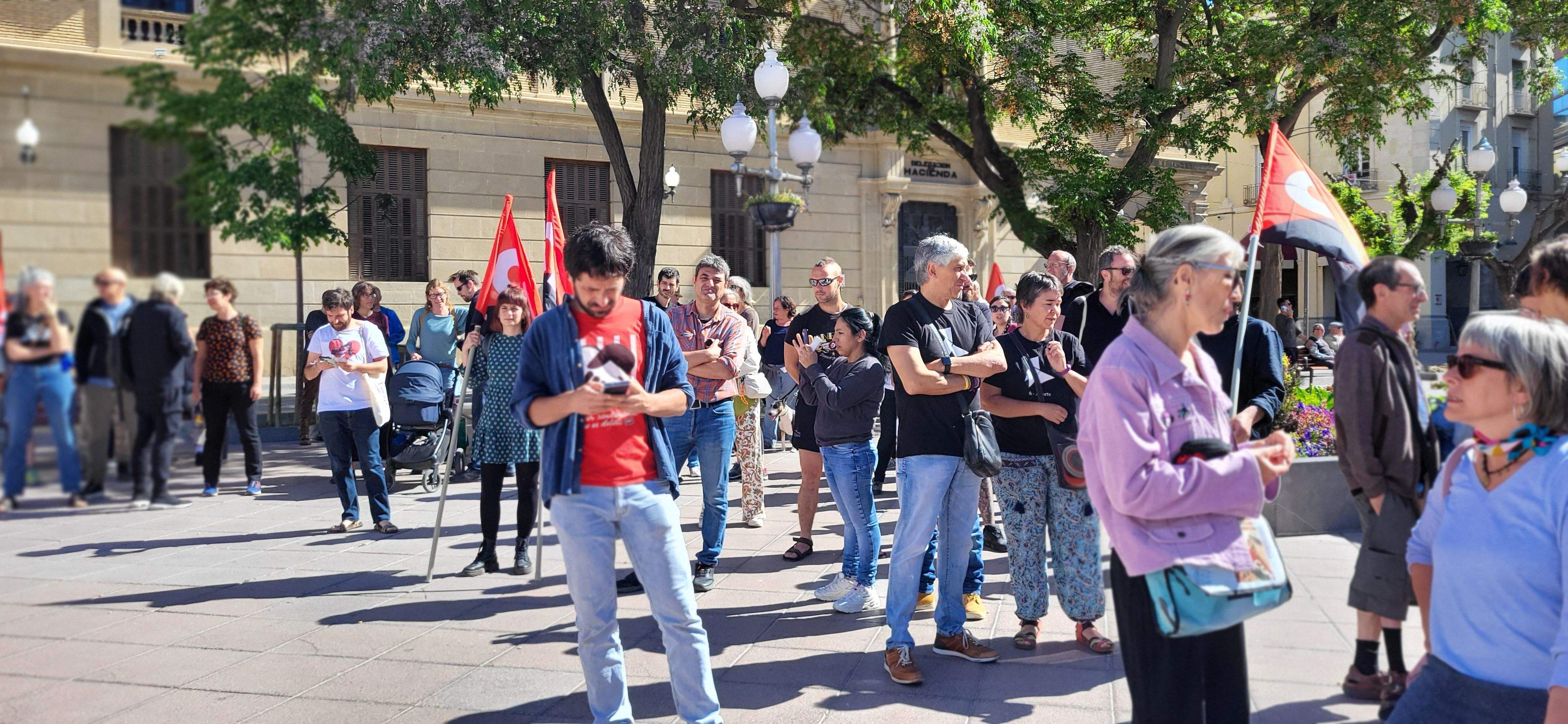 Concentración de CNT y CGT en el Primero de Mayo en Huesca. Foto: Mercedes Manterola