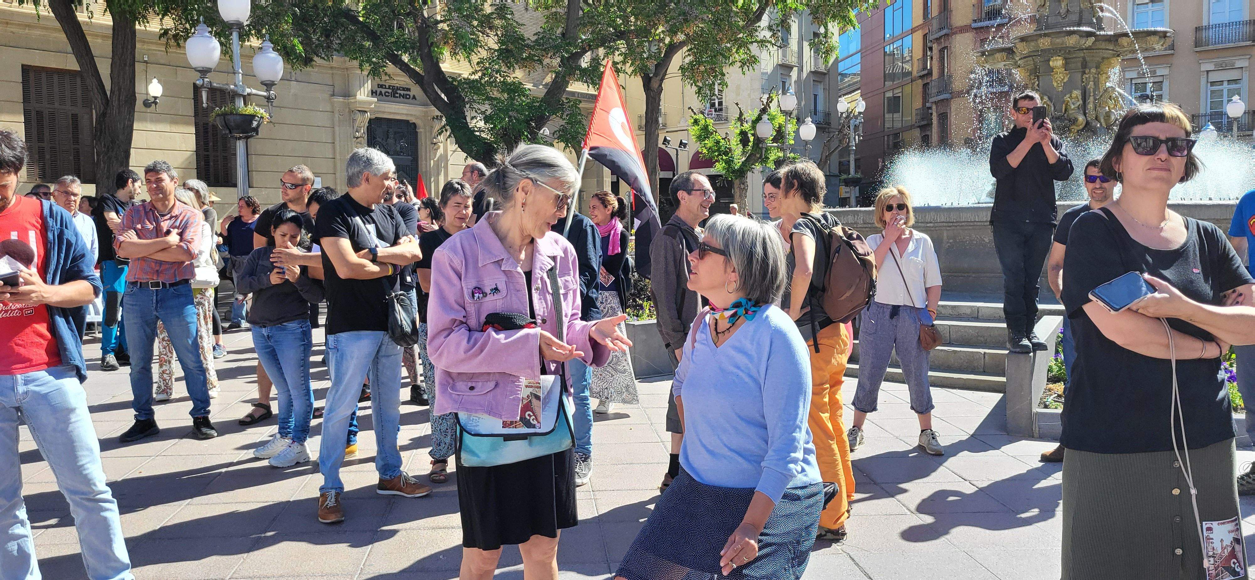 Concentración de CNT y CGT en el Primero de Mayo en Huesca. Foto: Mercedes Manterola