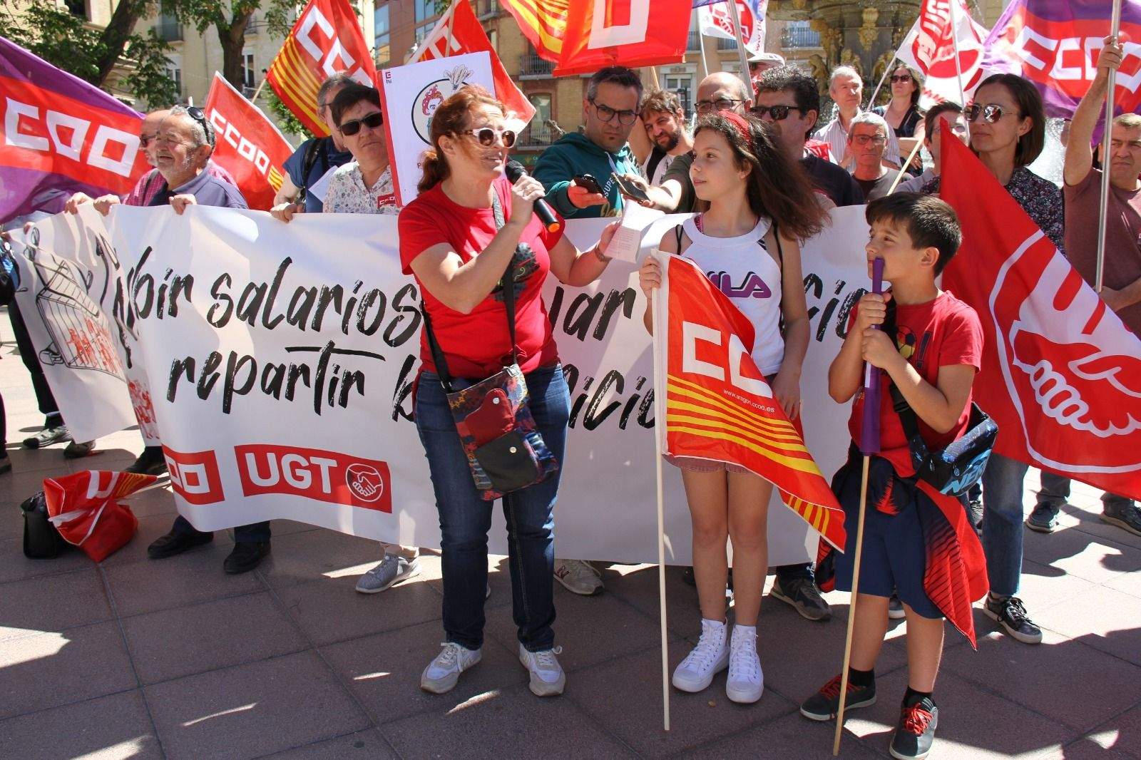 Manifestación del Primero de Mayo de UGT y CCOO en Huesca. Foto Carlos Neofato