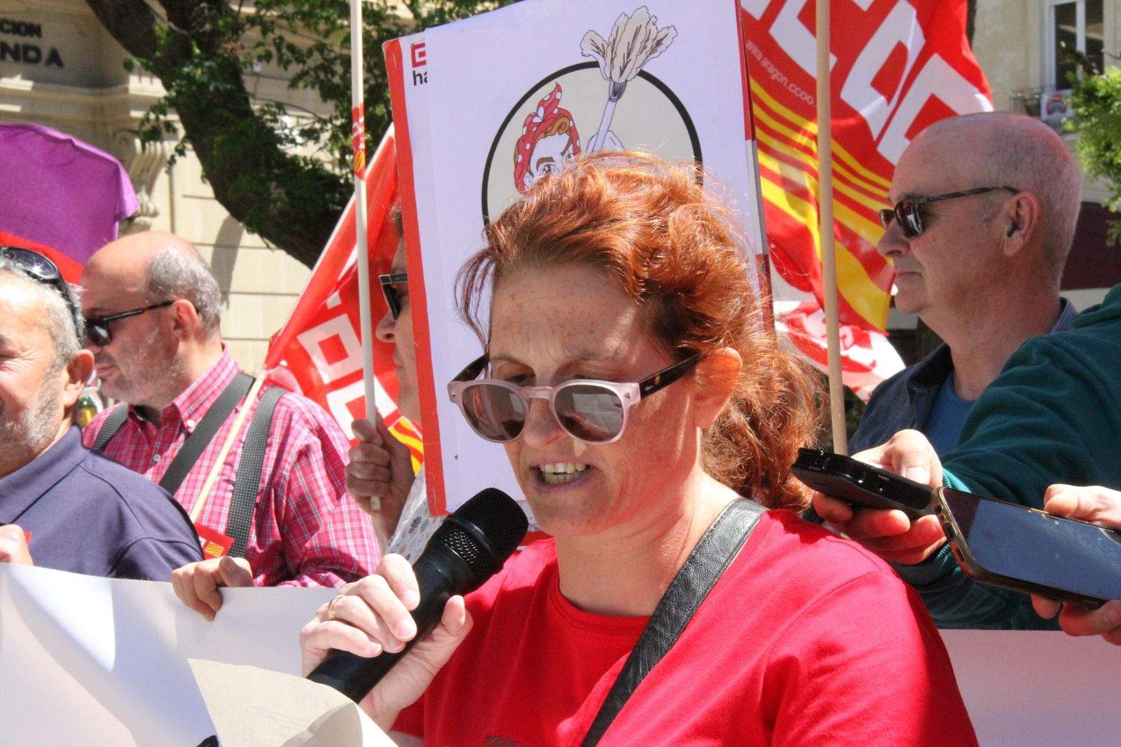 Manifestación del Primero de Mayo de UGT y CCOO en Huesca. Foto Carlos Neofato